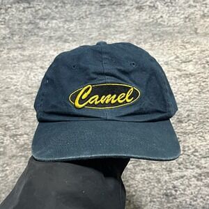 Vintage 90s Camel Joe Hat 6 Panel Blue Cigarette Promo Buckle Strap Adjustable